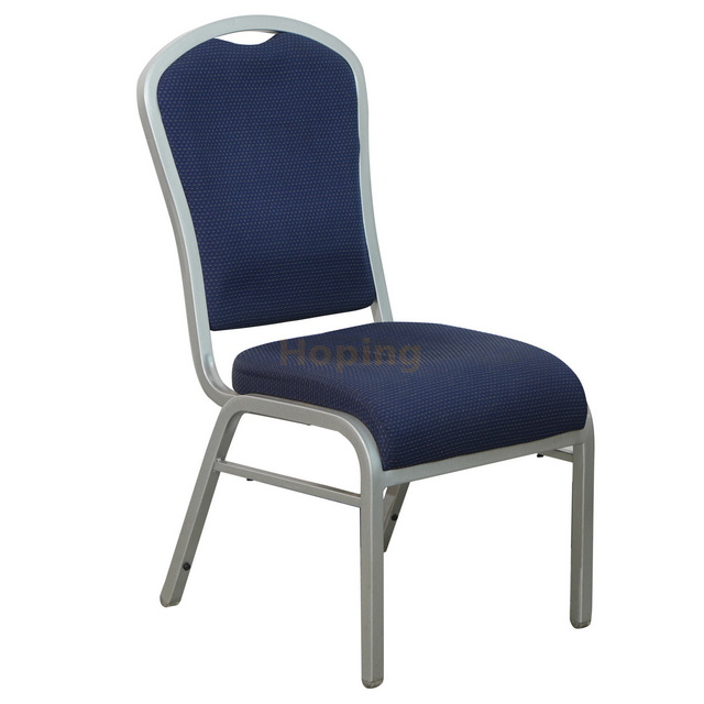 Navy Blue Aluminum Banquet Chair with Confortable Seat Cushion for Banquet Wedding Feast