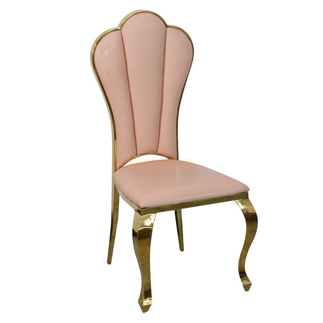 Pink PU Leather Chair with Sainless Steel Legs for Restaurant Hotel Banquet Wedding Event