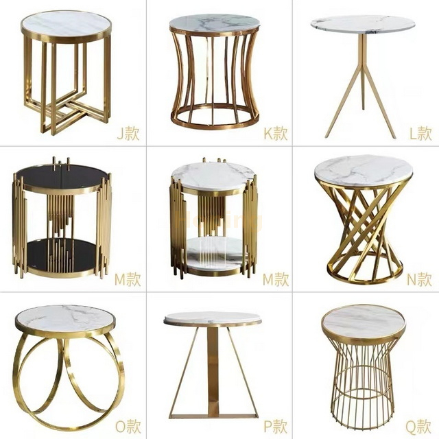 Creatively Designed Round Marble Top SideTable with Stainless Steel Frame