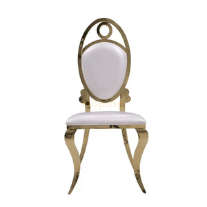 Oval Back Creative Back Dining Chair with Golden Stainless Frame Hotel Restaurant Wedding Banquet Chairs