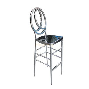Stable Silver Stainless Steel Frame Bar Chair Bar Stool with Round Back High Back Chair 