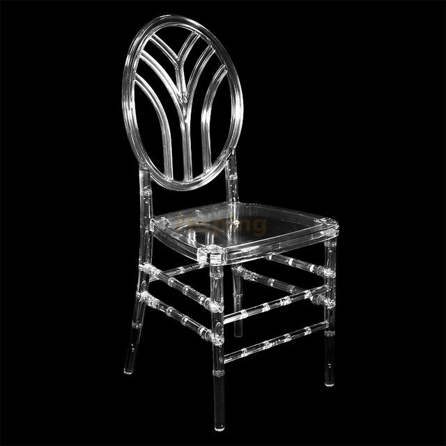Round Leaf Design Back Csystal Acrylic Resin Chair for Party Banquet Wedding Dining Chair 