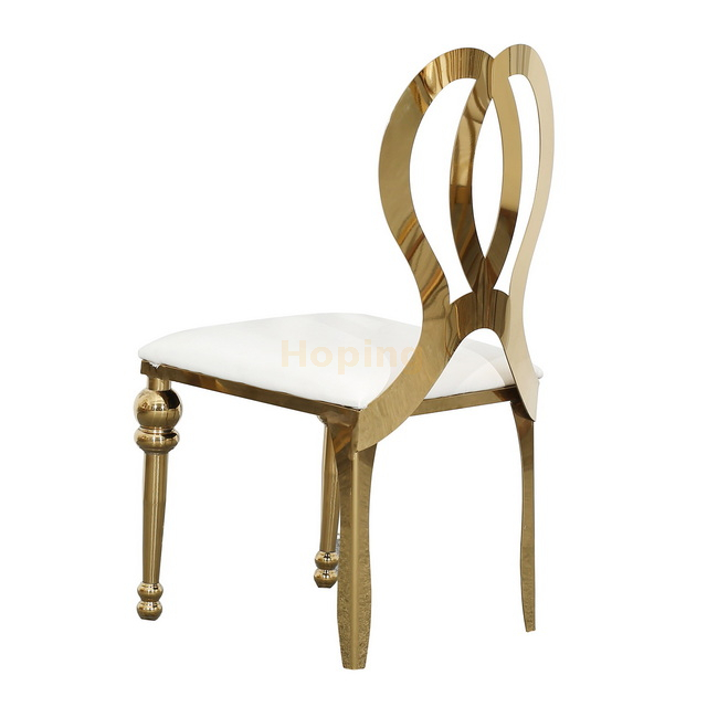 Hollow Heart Shape Backrest Stainless Steel Dining Chair for Wedding Event Banquet Restaurant 