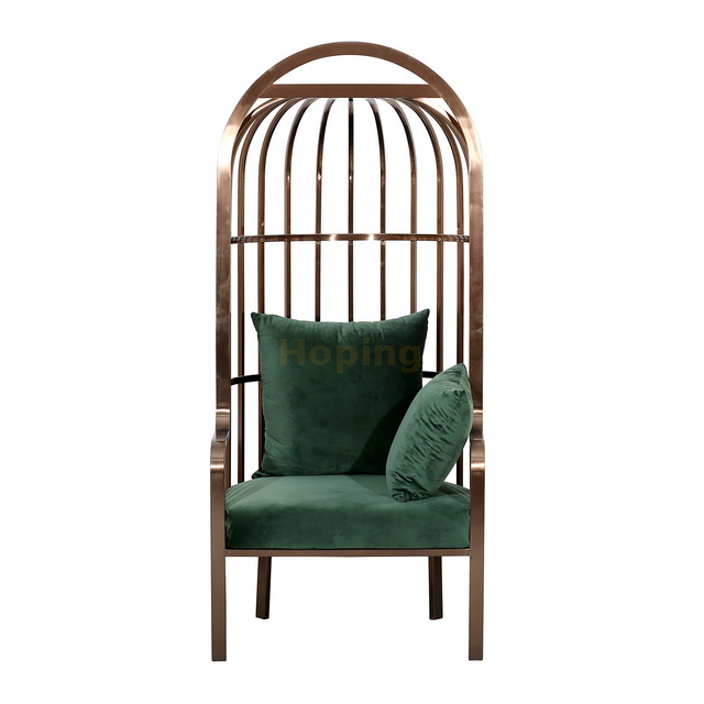 Luxury Single Sofa Hotel Lobby Stainless Steel Dining Chair Cafe Creative Chair