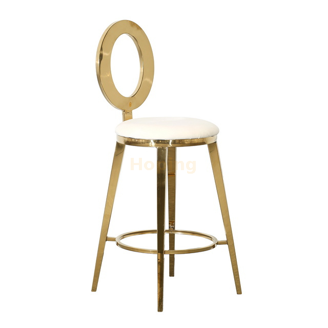 Oval Hole Back Stainless Steel PU Leather Bar Stool High Chair for Bar Pub 
