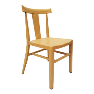 T Shape Back Metal Chair with Imitated Wood Effect Banquet Dining Chair for Cafe Restaurant
