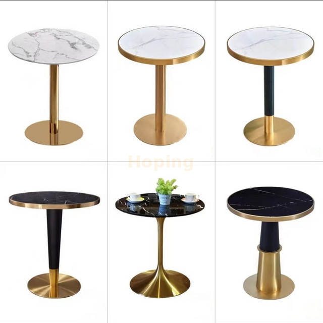 Modern Simple Design Round Marble Top SideTable Nightstand with Stainless Steel Frame for Bedroom Hotel Room