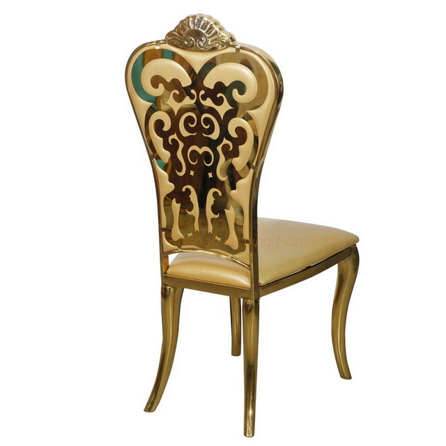 Crown Design Back Gold Stainless Steel Dining Chair for Banquet Wedding Event