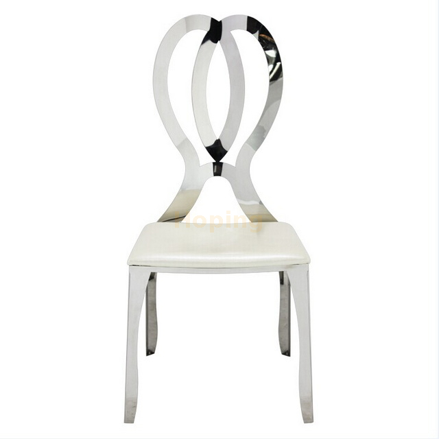 Silver Butterfly Design Back Stainless Steel Dining Chair for Wedding Event Banquet Restaurant 