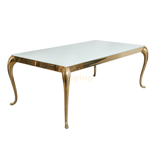 Snake Leg Design Dining Table with Tempered Glass Top for Restaurant Wedding Banquet Feast 