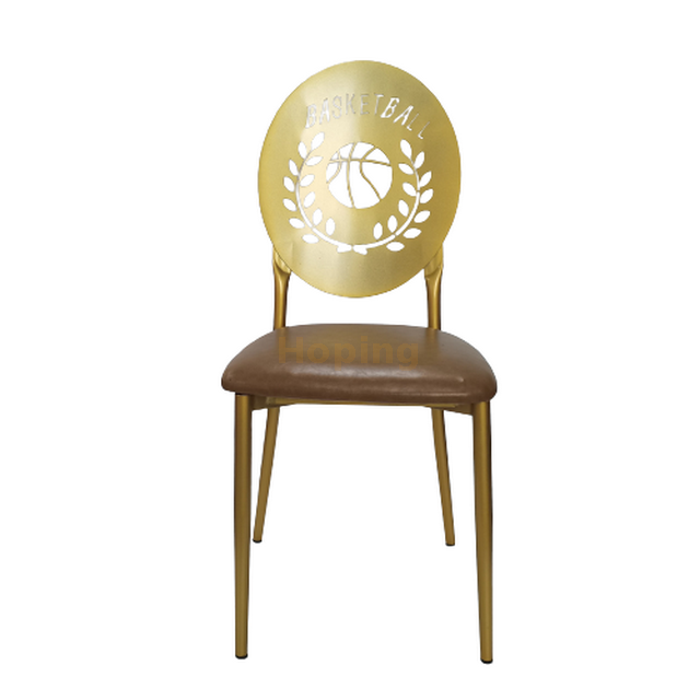  Chrome Golden Round Back Metal Chair for Wedding Event Hotel Banquet Party Dining Chair 