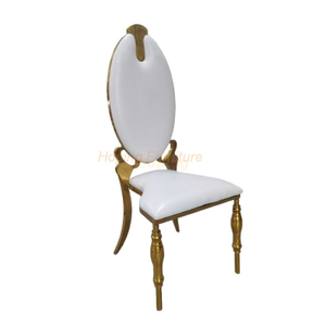 Newly Designed Antique High Oval Back High Oval Back Chair With Gold Stainless Steel Frame for Hotel Restaurant Wedding Event Dining Chair 