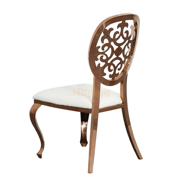 Hollow Carved Back Stainless Steel Chair for Wedding Event Banquet Restaurant Dining Chair 