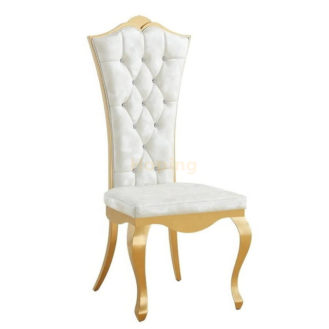 Royal Antique Chair Stainless Steel Golden Wedding VIP Dining Chairs for Hotel Banquet Hall