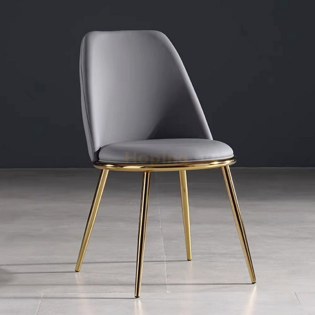 Nordic Style Dining Chair with Golden Stainless Steel Legs for Hotel Restaurant Coffee Shop 