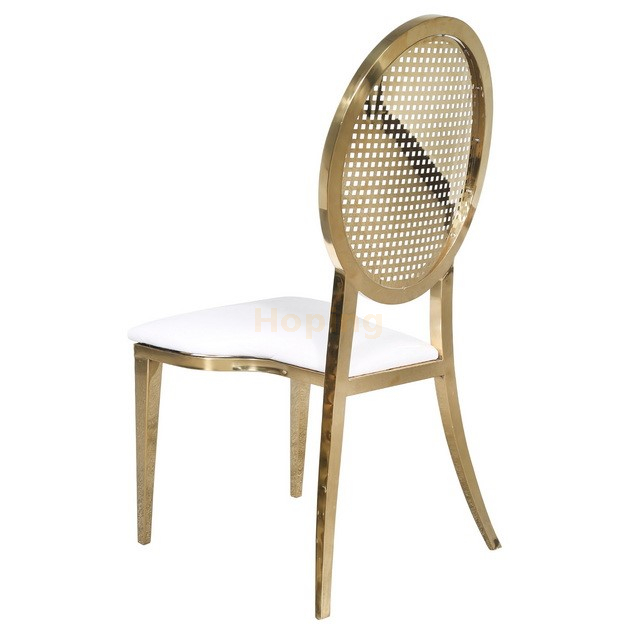 Hollow Mesh Design Back Stacking Stainless Steel Dining Chairs for Home Hotel Wedding Banquet Restaurant