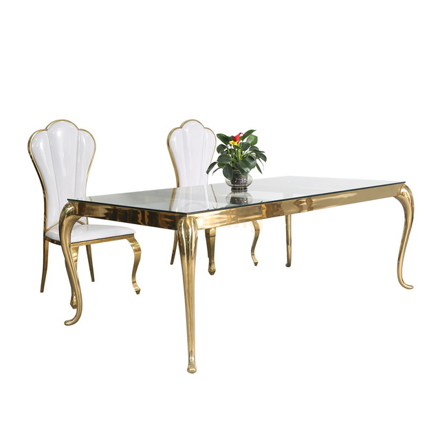 Snake Leg Design Dining Table with Tempered Glass Top for Restaurant Wedding Banquet Feast 