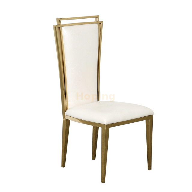 Golden Frame High Back Stainless Steel Restaurant Chair Wedding Chair Banquet Dining Chair