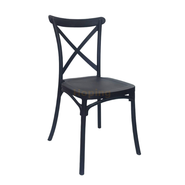 Black Plastic X Back Dining Chair for Restaurant Wedding Banquet Chair Ourdoor Event Chairs