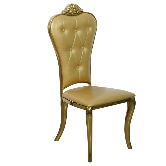 Crown Design Back Gold Stainless Steel Dining Chair for Banquet Wedding Event