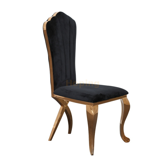 Fanshaped Black Velvet Back Dining Chair for Wedding Banquet Restaurant Hotel Dining Room