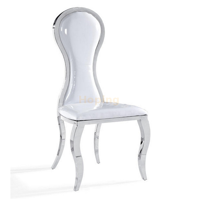 Peanut Shape Backrest Silver Stainless Steel Dining Chair Wedding Banquet Chair 