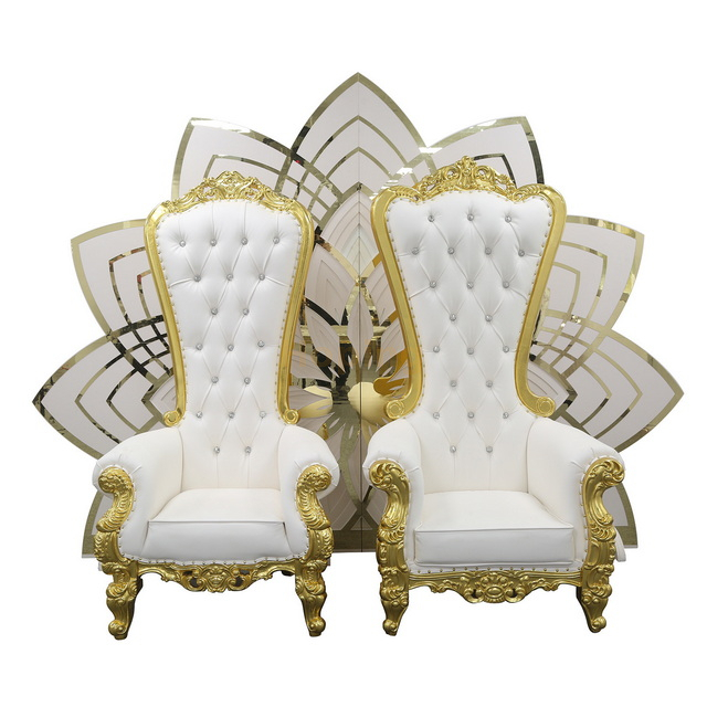 Luxuxy Wedding Ceremony Chair for Bride and Groom High Back Golden Sofa Chair