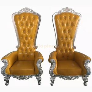 Yellow King Throne Chair for Wedding Ceremony Bride and Groom High Back Golden Sofa Chair