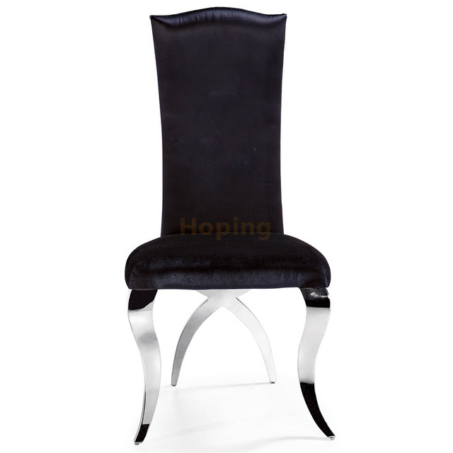 High Rectangular Back Silver Stainless Steel Dining Chair for Wedding Event Home Hotel Restaurant 