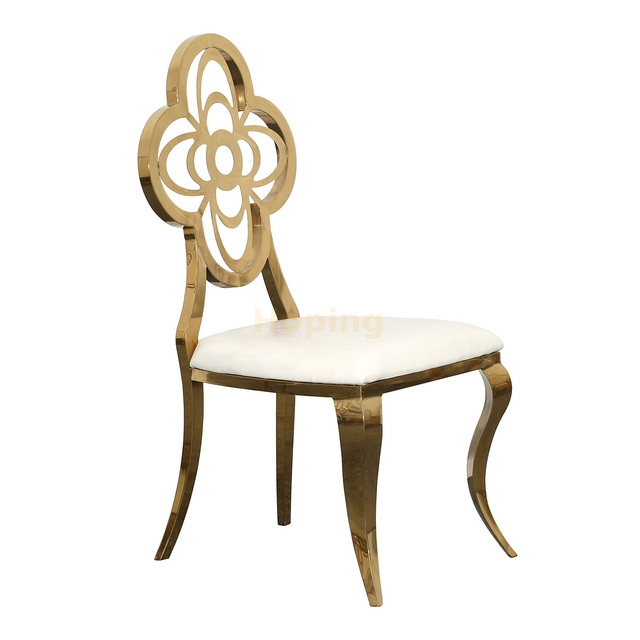 Flower Shape Hollow Back Stainless Steel Dining Chair for Wedding Event Hotel Banquet Restaurant 