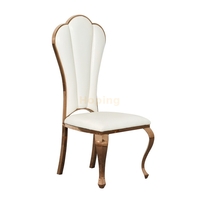 Rose Gold Large Flower Design Back Stainless Steel Dining Chair for Restaurant Hotel Banquet Wedding Event