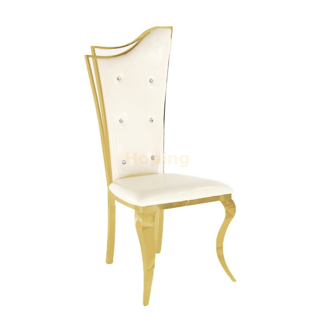Harp Shaped Back Golden Stainless Steel Dining Chair for Restaurant Banquet Wedding Event