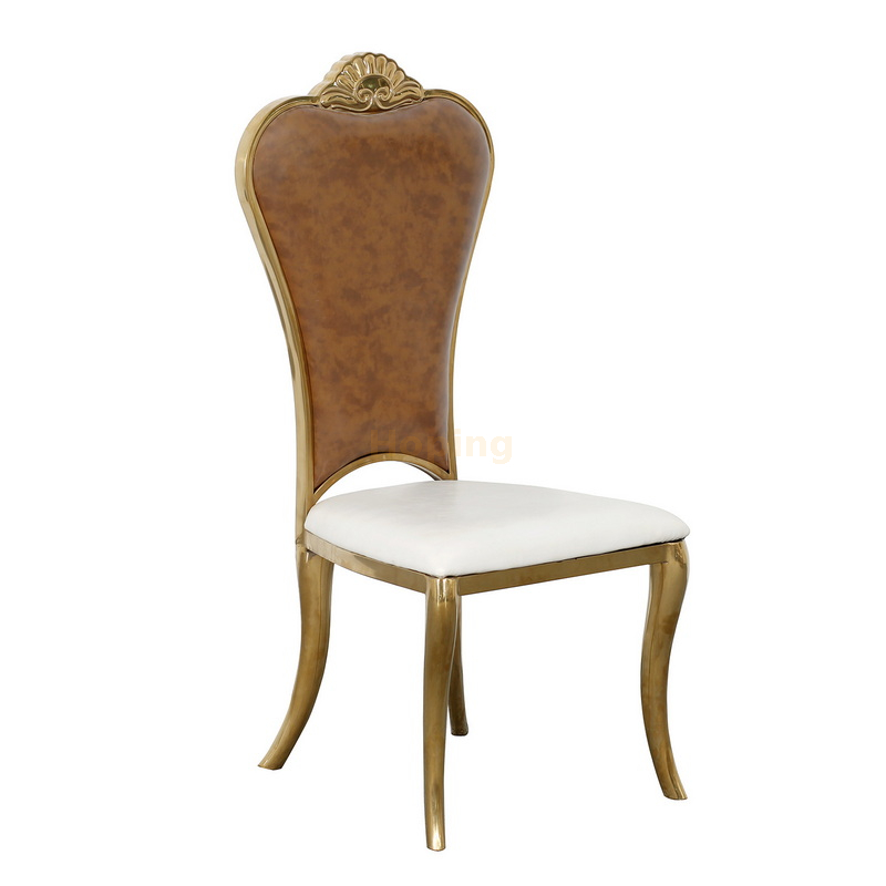 Dark Brown PU Back Chair with White PU Seat for Hotel Banquet Wedding Event