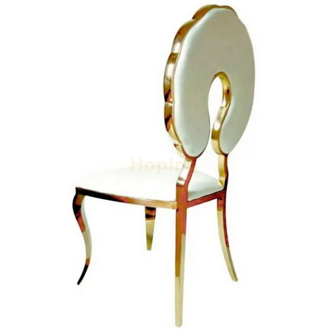 Round Cloud Shape Backrest Golden Stainless Steel White Flower Back Dining Chair 