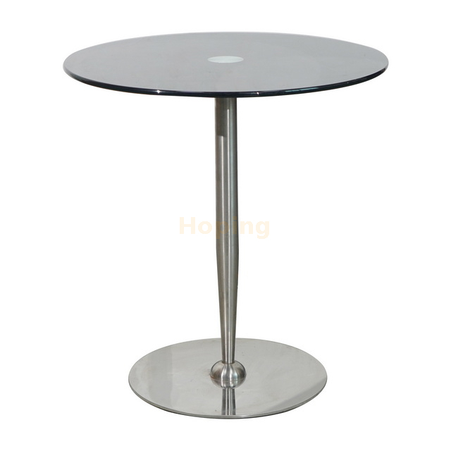 Round Glass Coffee Table with Stainless Steel Base Side Table Tea Table