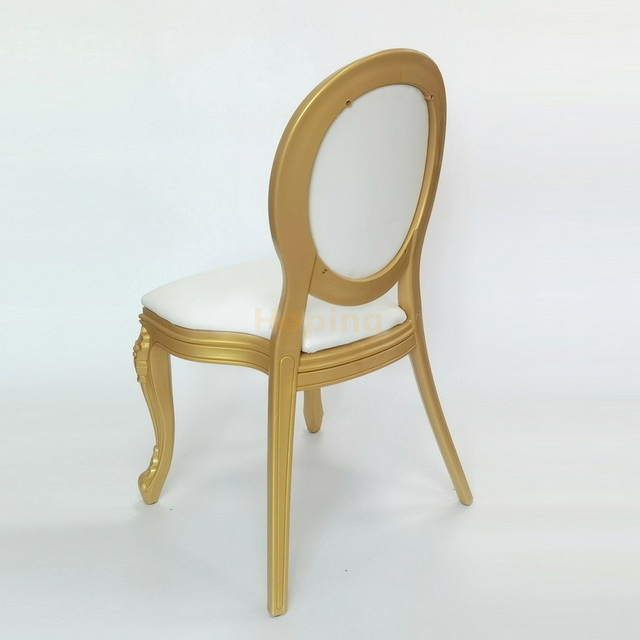 Golden Plastic Louis Chair Banquet Chair Round Back Dining Chair Wedding Event Chair