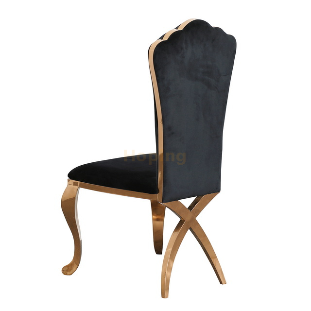 Fanshaped Black Velvet Back Dining Chair for Wedding Banquet Restaurant Hotel Dining Room