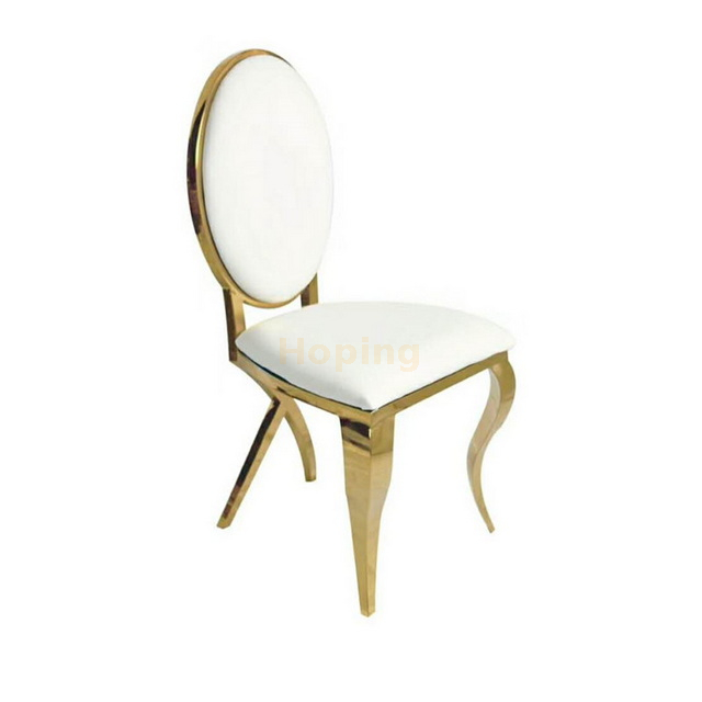 Golden Stainless Steel Chair with X Back Legs for Hotel Restaurant Dining Room Wedding Banquet 