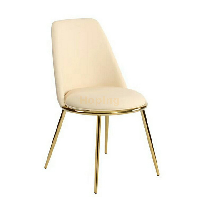 Nordic Style Dining Chair with Golden Stainless Steel Legs for Hotel Restaurant Coffee Shop 