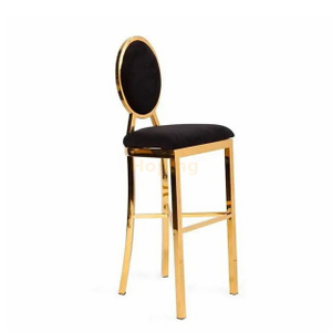 Black Round Back Bar Chair Stainless Steel PU Leather High Chair for Club Pub