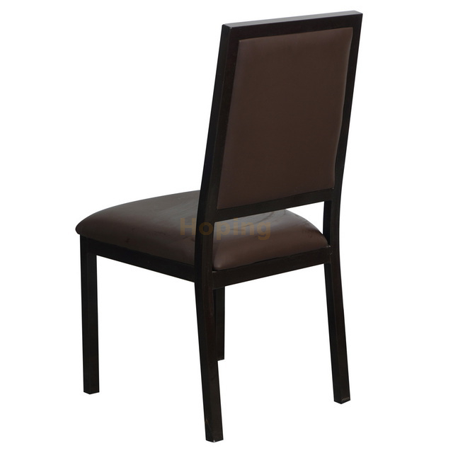 Dark Brown Steel Chair with PU Seat And Backrest Dining Chair Banquet Chair