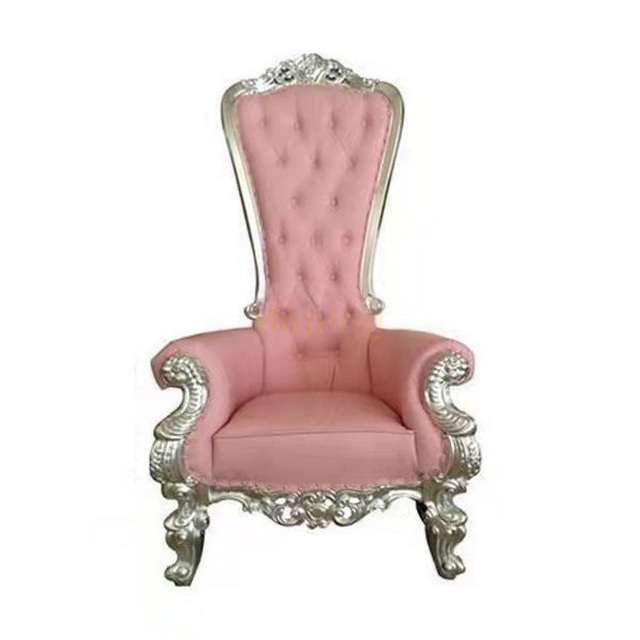 Pink Princess Chair for Wedding Ceremony Bride and Groom High Back Golden Sofa Chair