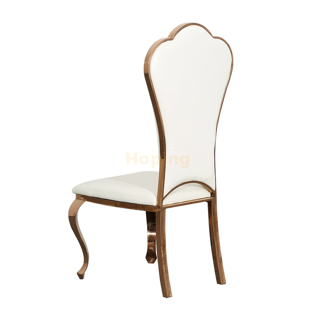 Rose Gold Large Flower Design Back Stainless Steel Dining Chair for Restaurant Hotel Banquet Wedding Event
