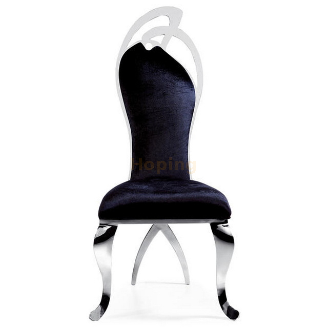 High Quality Stainless Steel Wedding Dining Chair Pattern of Roses Non-removable Seat Cushion for Home Hotel