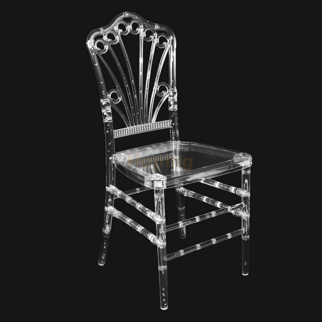 Square Peacock Tail Design Back Csystal Acrylic Resin Chair for Party Banquet Wedding Dining Chair 