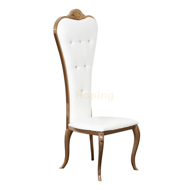 High Back Rose Gold Stainless Steel Dining Chair for Banquet Wedding Event