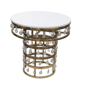 Newly Designed Round Dining Table with Round Golden Stainless Steel Frame and Acrylic Decoration Beads for Living Room Hotel Restaurant 