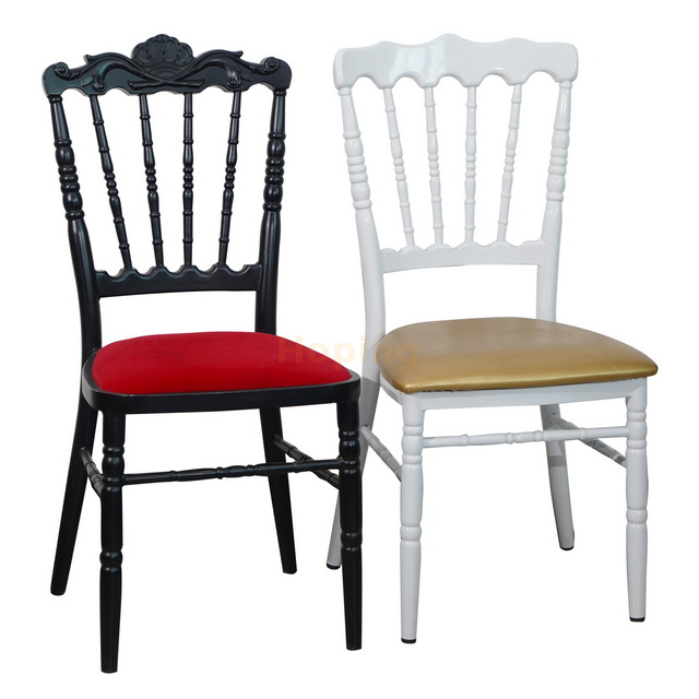 Black Metal Frame Chair with PU Seat Cushion for Wedding Event Hotel Banquet Party Dining Chair 