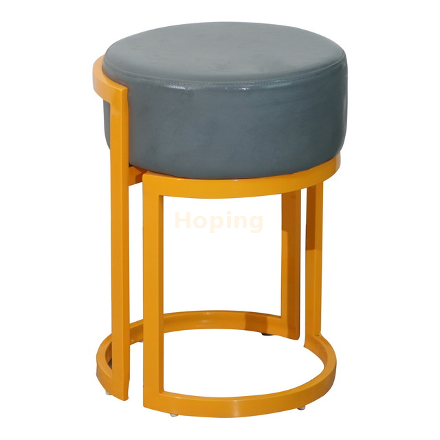 Small Round Steel Dining Chair without Bacrest for Fast Food Restaurant Dining Chair 