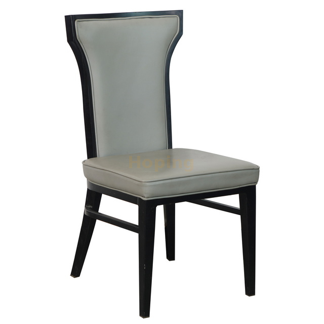 Rectangular Back PU Chair with Steel Frame for Restaurant Hotel Home Dining Room Dining Chair 